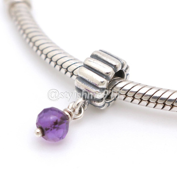 Authentic PANDORA February Amethyst Birthstone Dangle - Picture 3 of 8